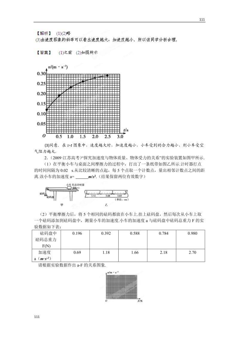 高考物理人教版必修13.4《实验：验证牛顿运动定律》挑战真题_第2页