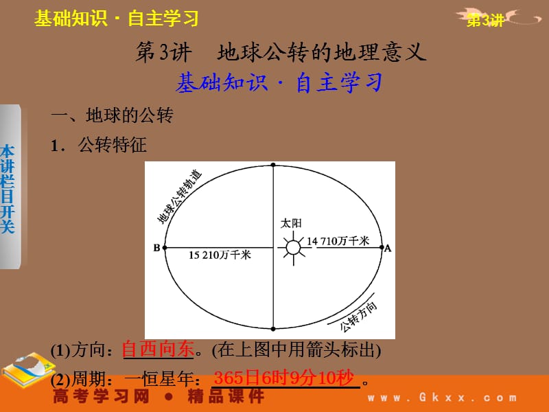 地理一轮复习课件：必修一第一单元 第3讲 地球公转的地理意义_第3页