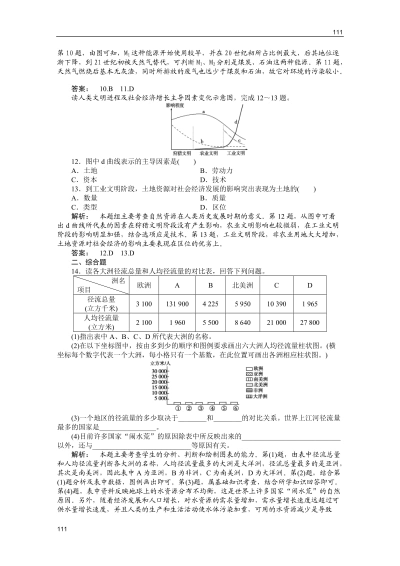 高一地理：4.1《自然资源与人类》同步练习（鲁教版必修1）_第3页