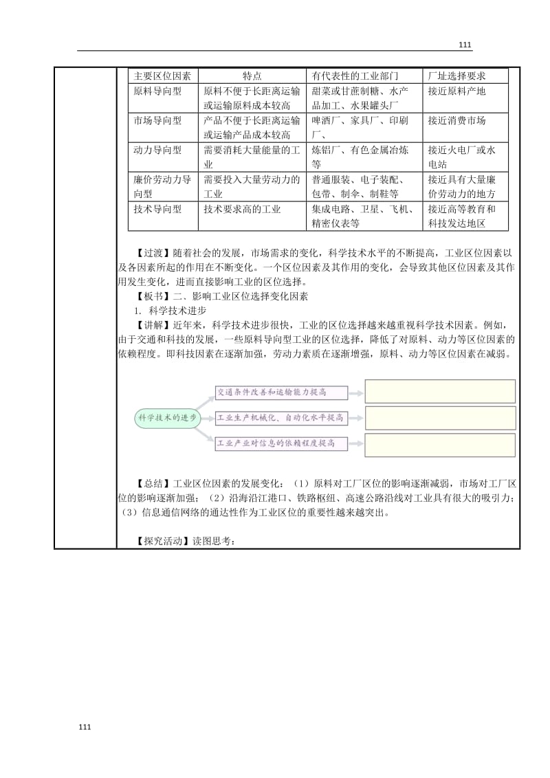 高中地理必修二教案4.1　《工业的区位因素与区位选择》　教案1_第3页