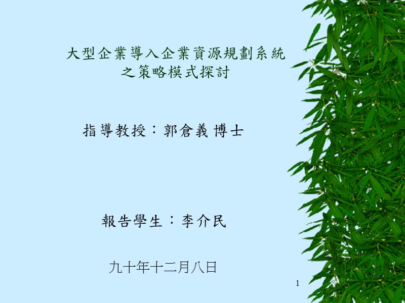 大型企業(yè)導(dǎo)入企業(yè)資源規(guī)劃系統(tǒng)之策略模式探討_第1頁