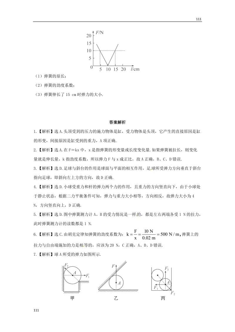 高中物理 3.2《弹力》课后巩固作业 （新人教版必修1）_第3页