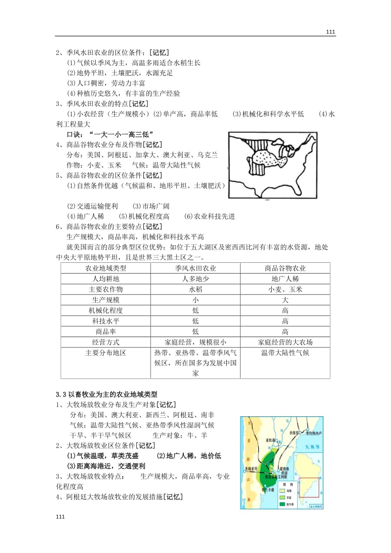 高中地理 第三章《农业地域的形成与发展》知识点 新人教版必修2_第2页