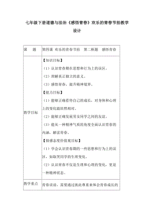 七年級下冊道德與法治《感悟青春》歡樂的青春節(jié)拍教學(xué)設(shè)計(jì)