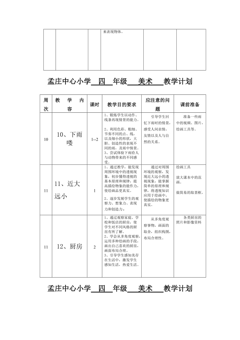 小学美术苏少版四上美术计划教学设计_第3页