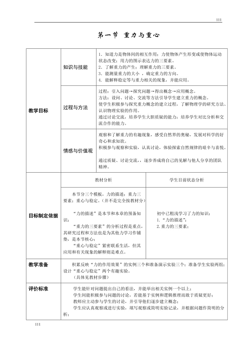 高中物理人教版必修1教案《重力 基本相互作用》05_第1页