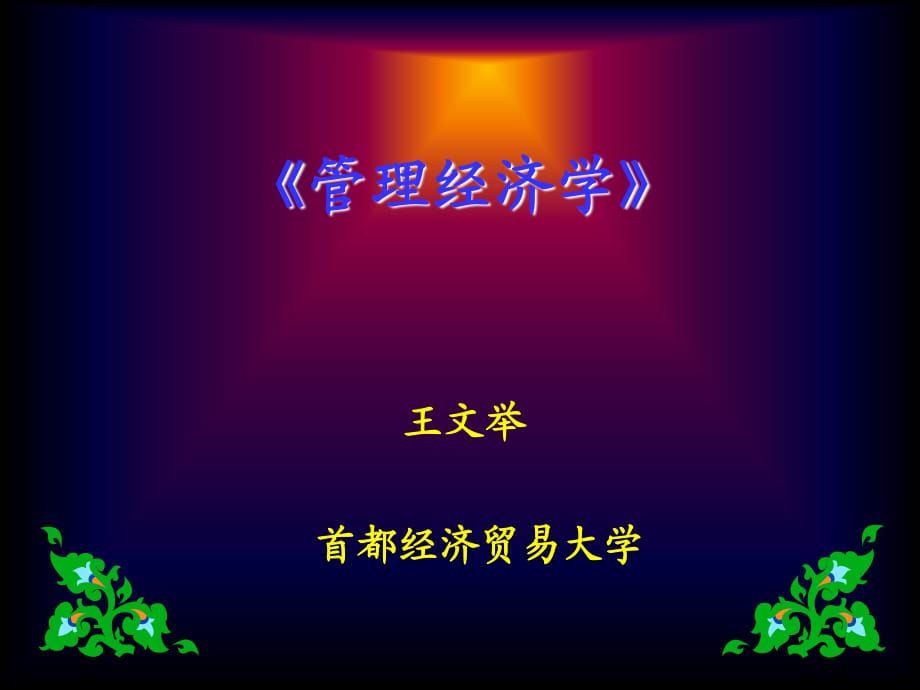 管理經(jīng)濟學(xué)首都經(jīng)濟貿(mào)易大學(xué)王文舉_第1頁