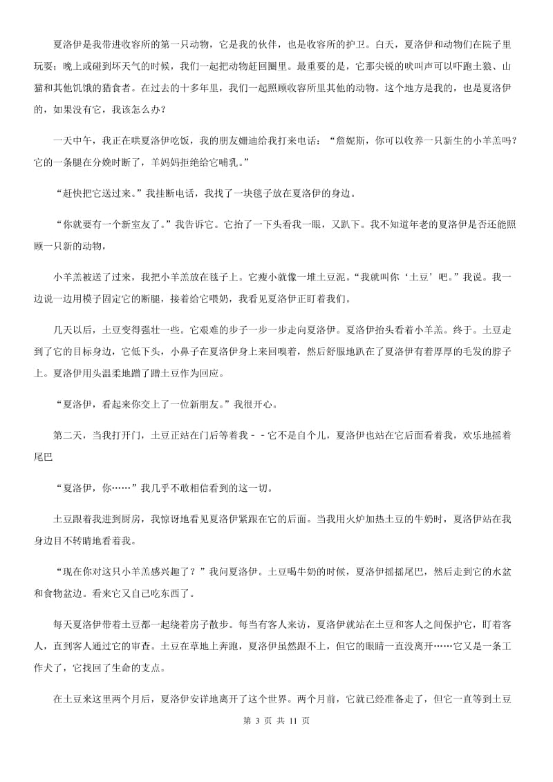 人教版九年级语文第三次适应性联考试卷(II )卷_第3页