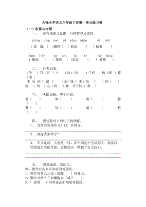 小學六年級下冊練習