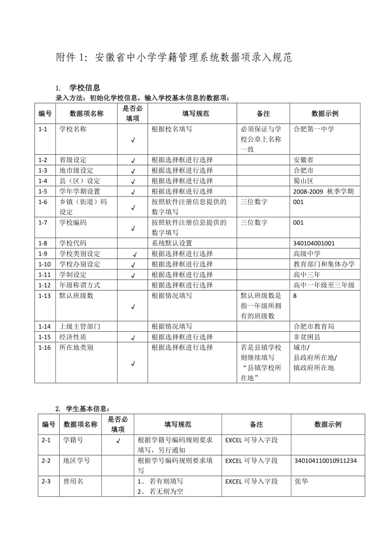 安徽省中小学学籍管理系统数据项录入规范.doc_第1页