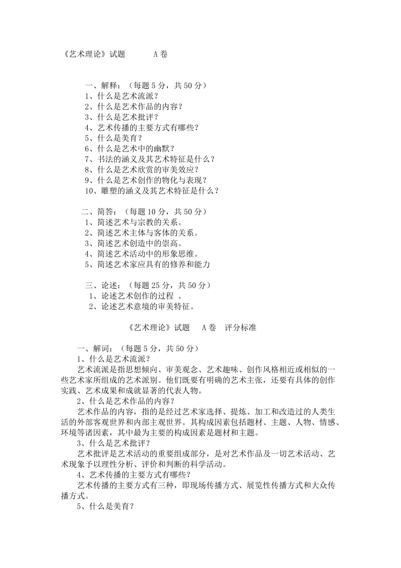 《艺术理论》试题问答题.doc_第1页