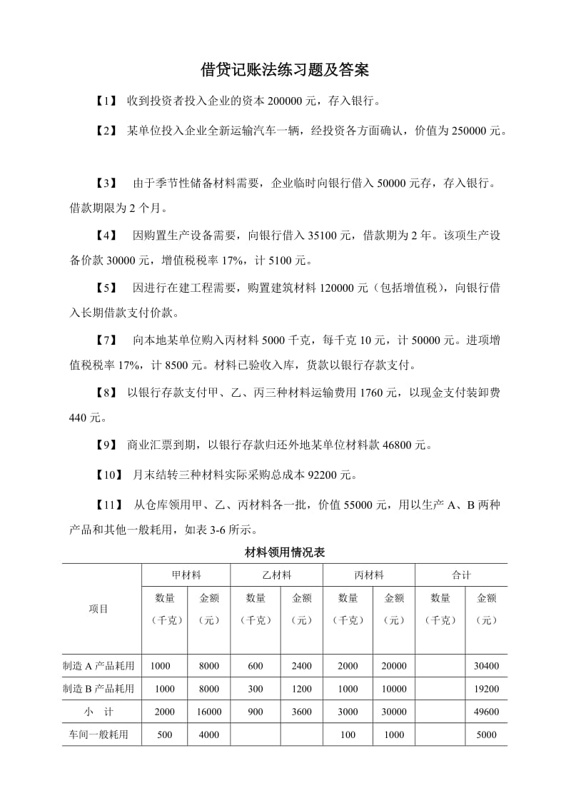 借贷记账法练习题及答案.doc_第1页