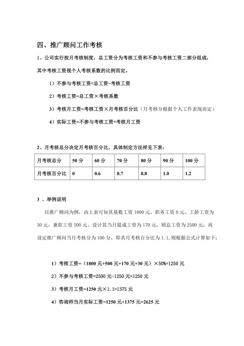 2014年公司电商部推广顾问职责、工资及考核执行标准.doc_第3页