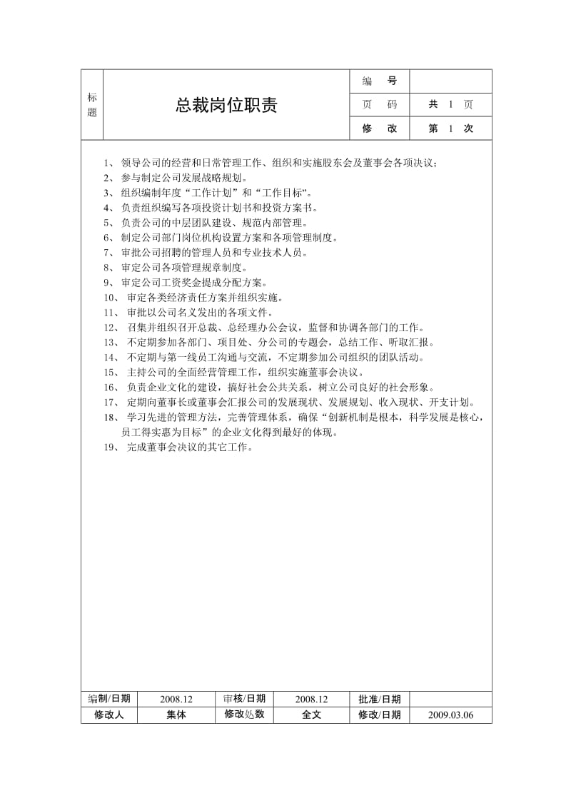XX公司岗位职责说明书.doc_第3页