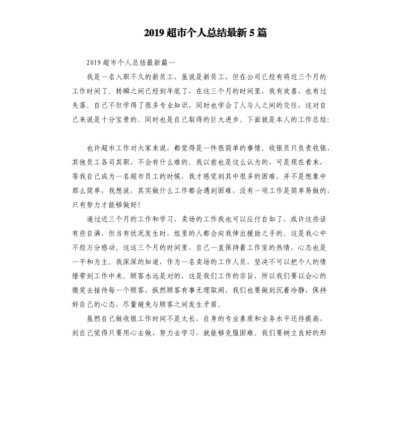 2019超市个人总结5篇.docx_第1页