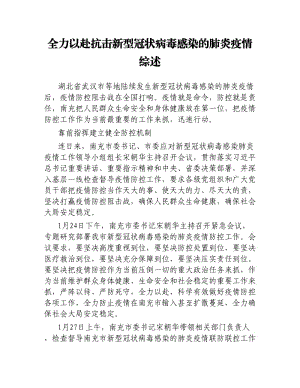 全力以赴抗擊新型冠狀病毒感染的肺炎疫情綜述.docx