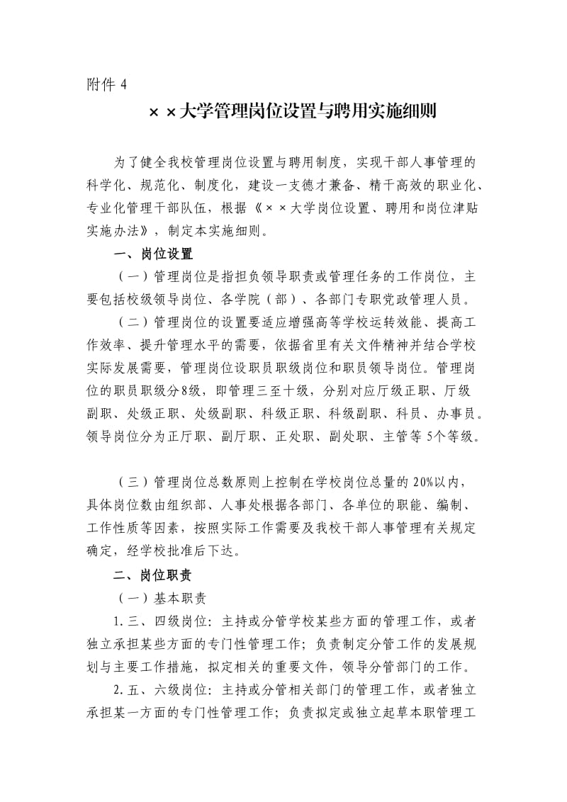 大学管理岗位设置与聘用实施细则.docx_第1页