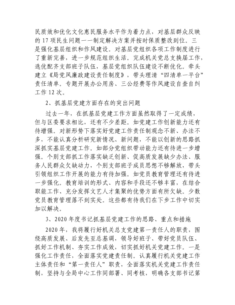 区文体旅游局书记2019年抓基层党建工作述职报告.docx_第2页