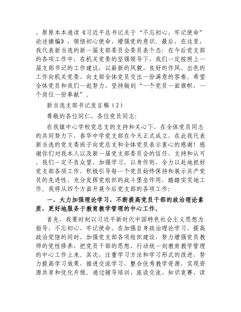 新当选支部书记发言稿共6篇.docx_第2页