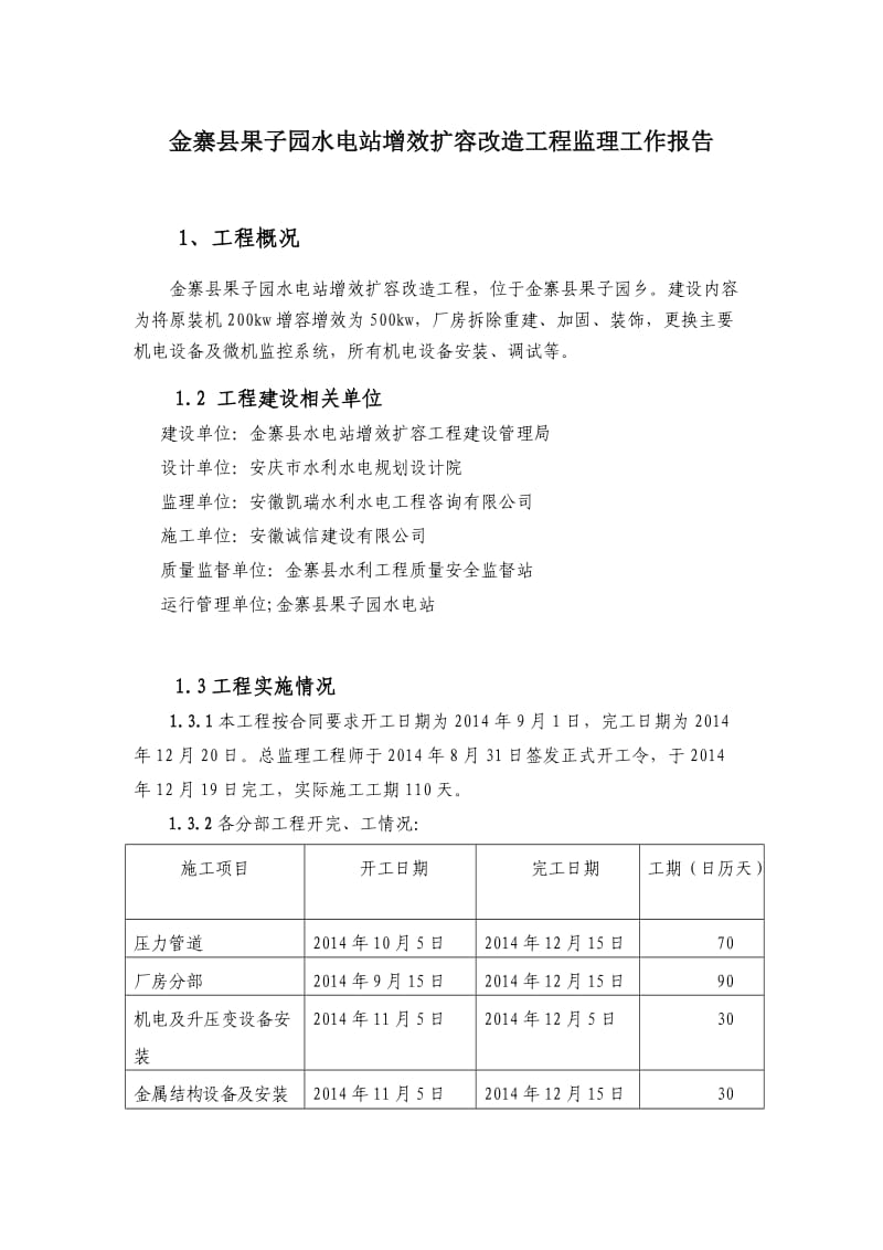 后畈电站监理工作报告secret.doc_第1页