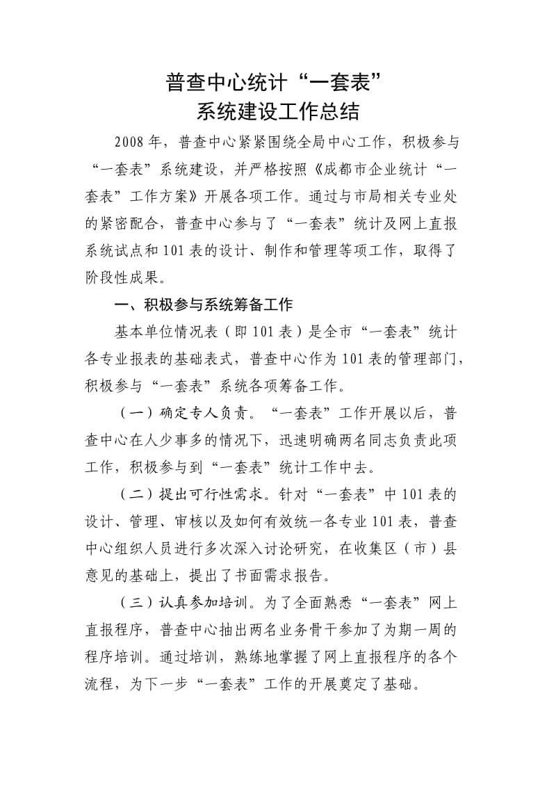 普查中心一套表系统建设工作总结.doc_第1页