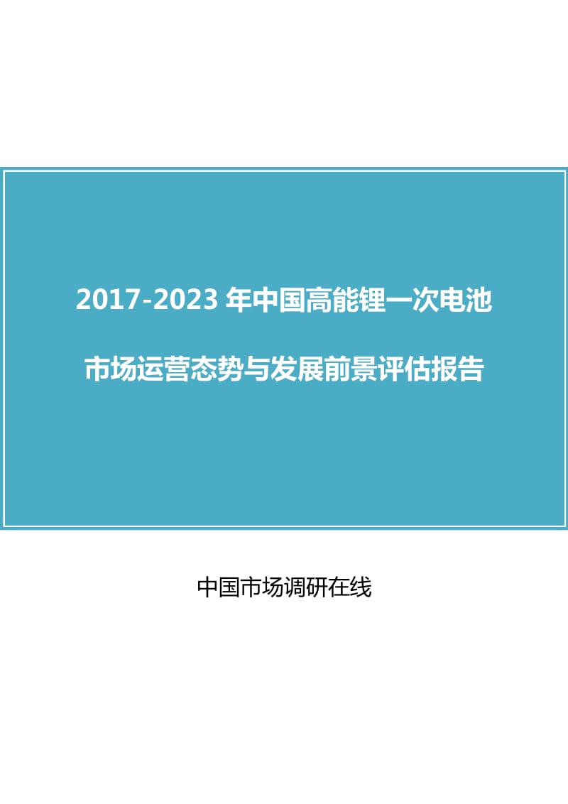 中国高能锂一次电池市场咨询报告.docx_第1页