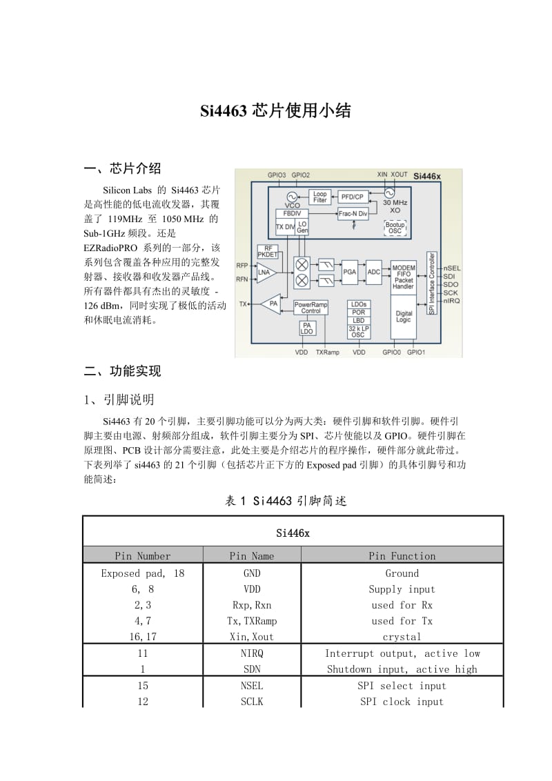 Si4463芯片使用小结.doc_第1页