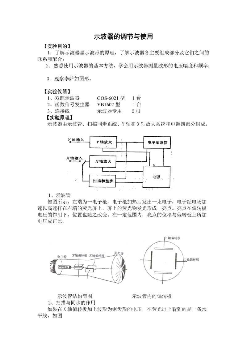 示波器使用大学物理实验报告.doc_第1页