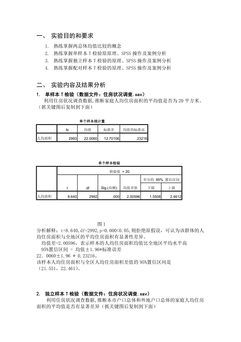 实验一、两总体均值比较实验报告.doc_第2页