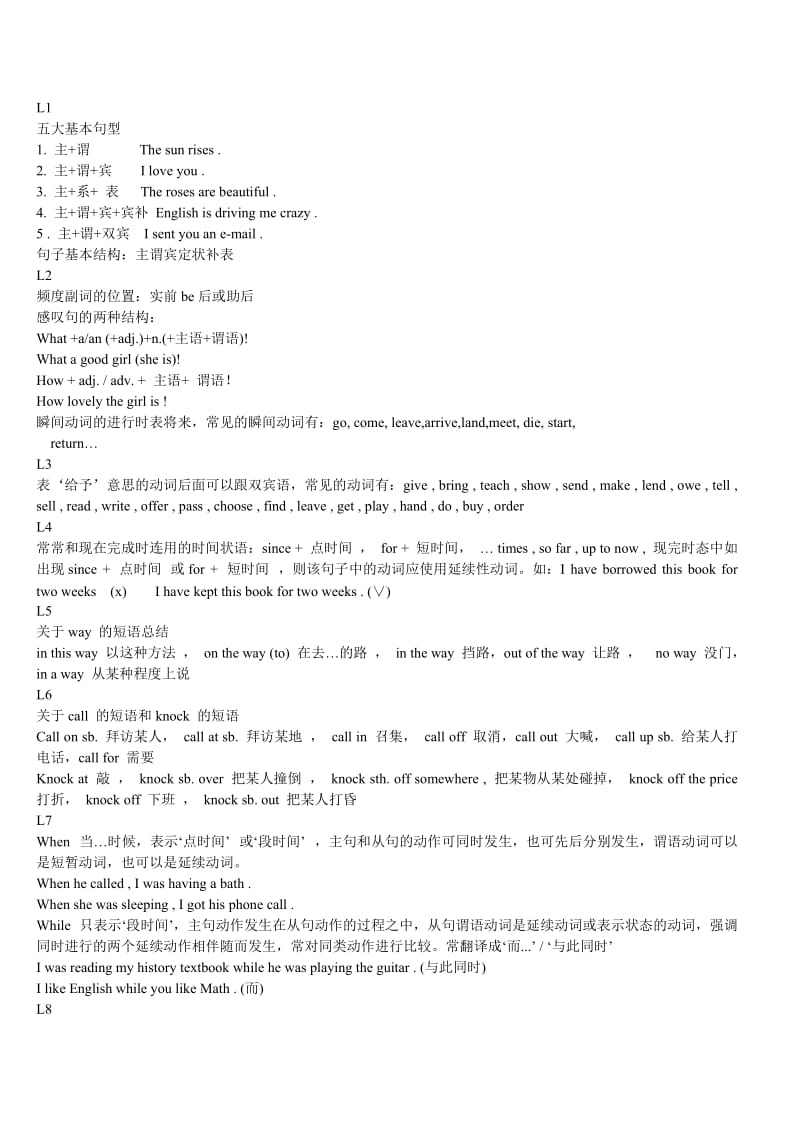 新概念二册L1-L24课语法总结.doc_第1页