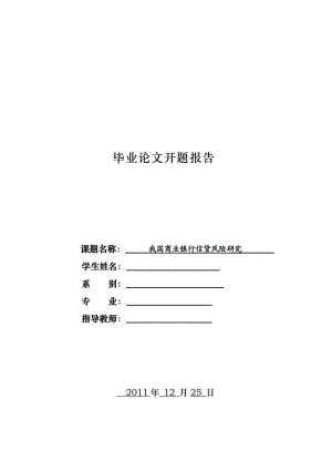 商業(yè)銀行信貸風險研究-開題報告.doc