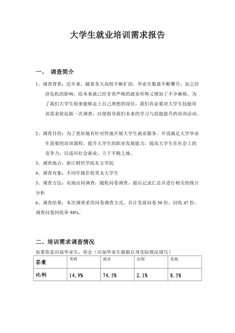 大学生就业培训需求报告.docx_第1页