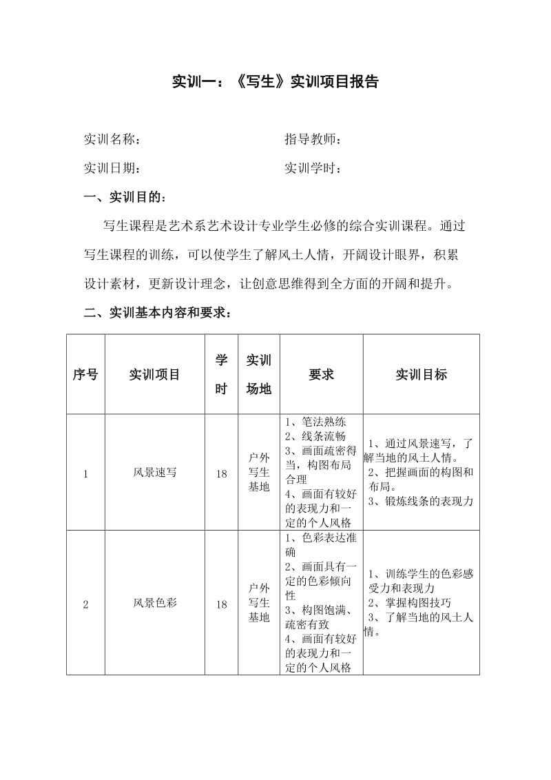 艺术设计专业实训报告书(学生版).doc_第3页