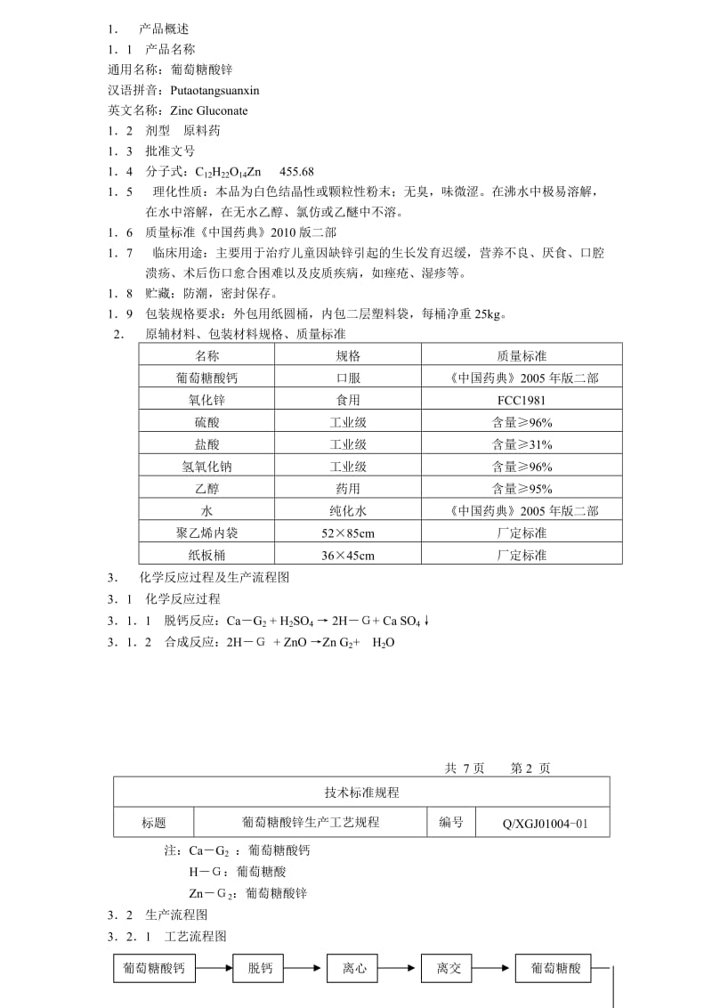 葡萄糖酸锌生产工艺规程.doc_第1页