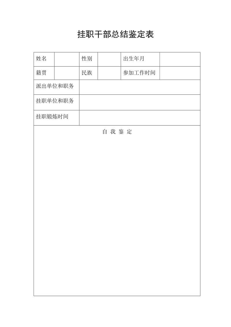 挂职干部总结鉴定表.docx_第1页