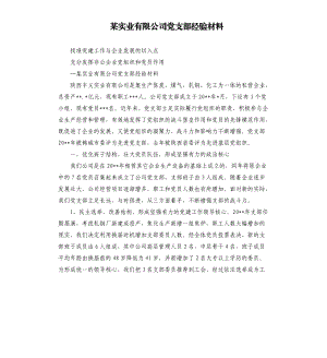 某實業(yè)有限公司黨支部經(jīng)驗材料.docx