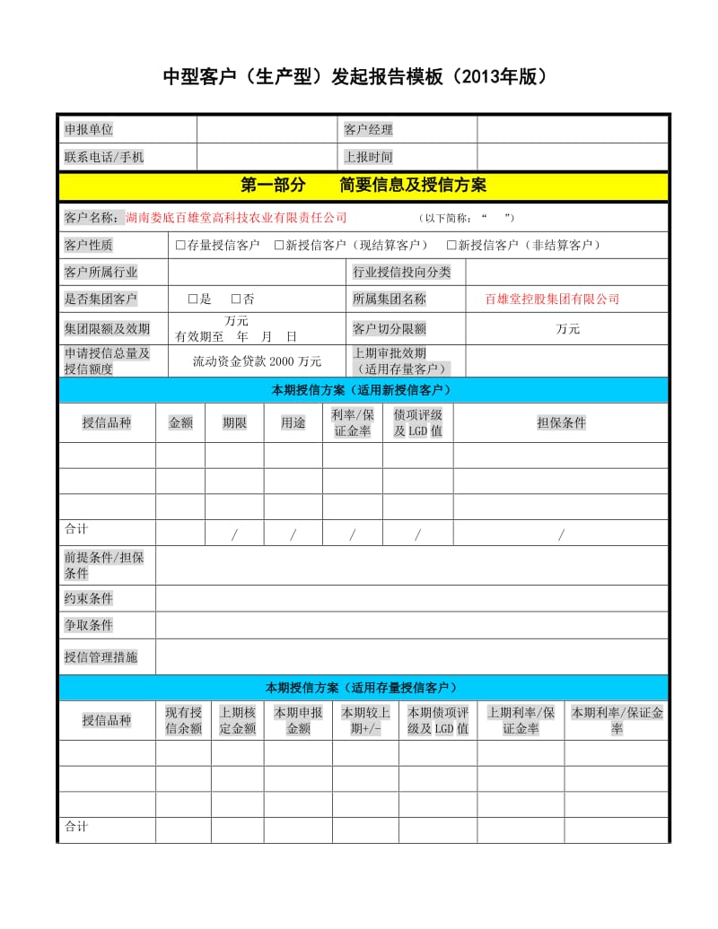 中型客户发起报告模板.doc_第1页