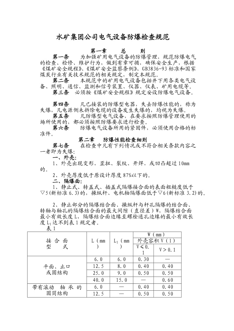 水矿集团公司电气设备防爆检查规范.doc_第1页