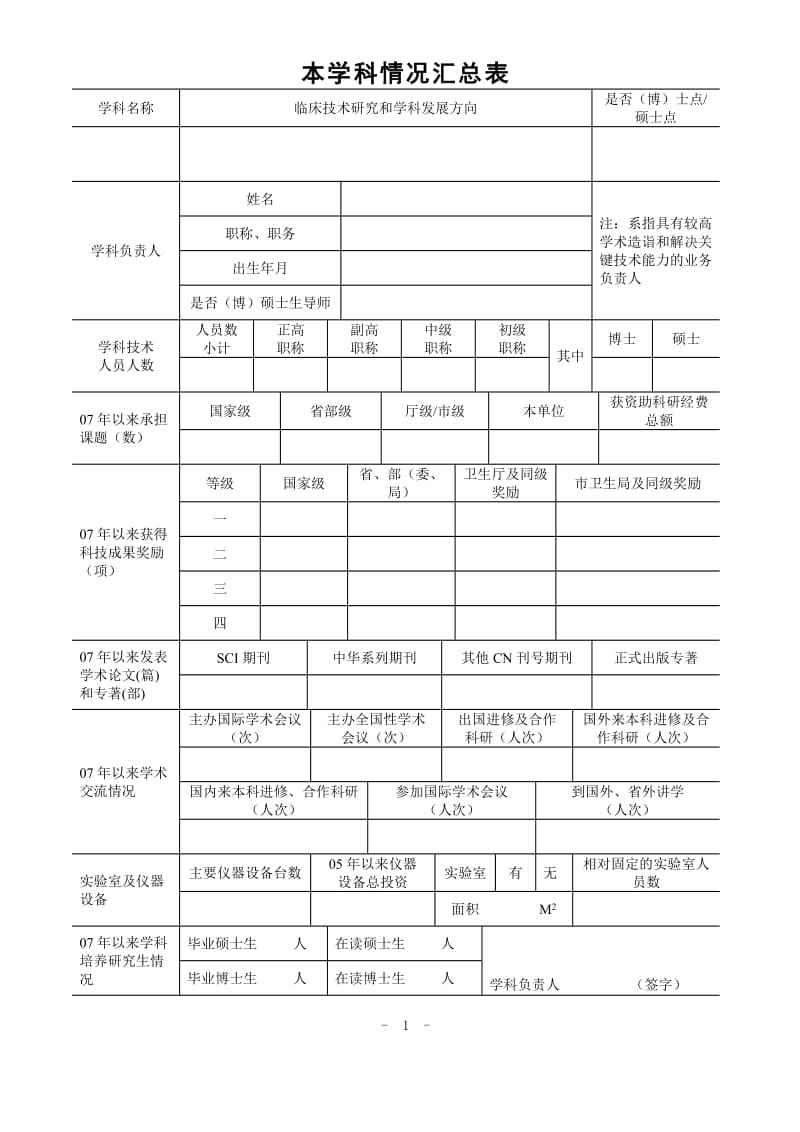 驻马店市临床医学重点学科和特色专科申报书.doc_第3页