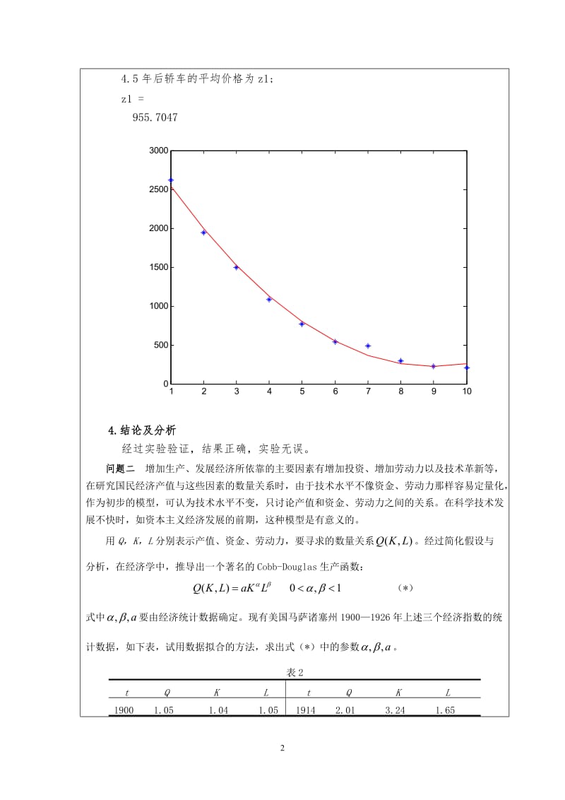Matlab实验报告七(最小二乘拟合曲线拟合).doc_第3页