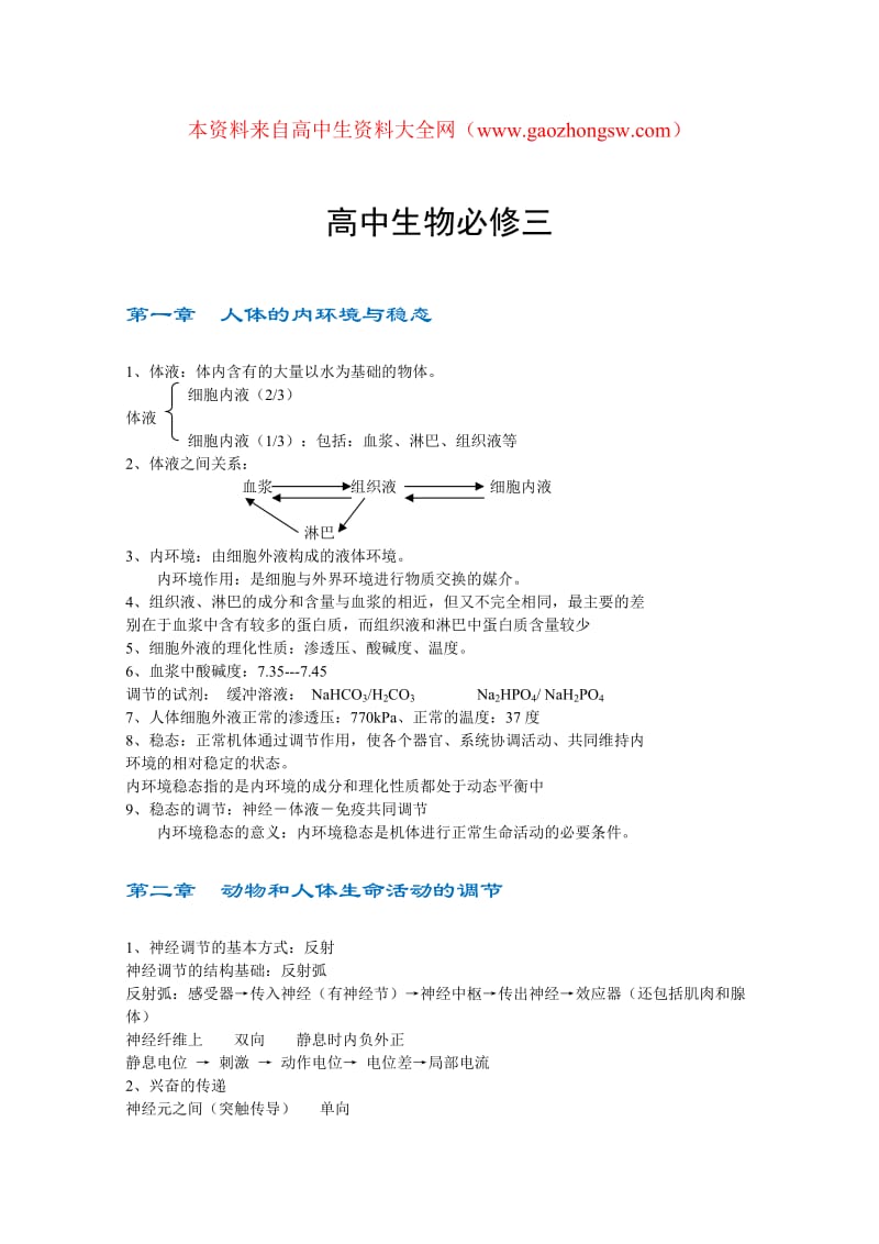 高中生物必修三知识点最新经典总结.doc_第1页