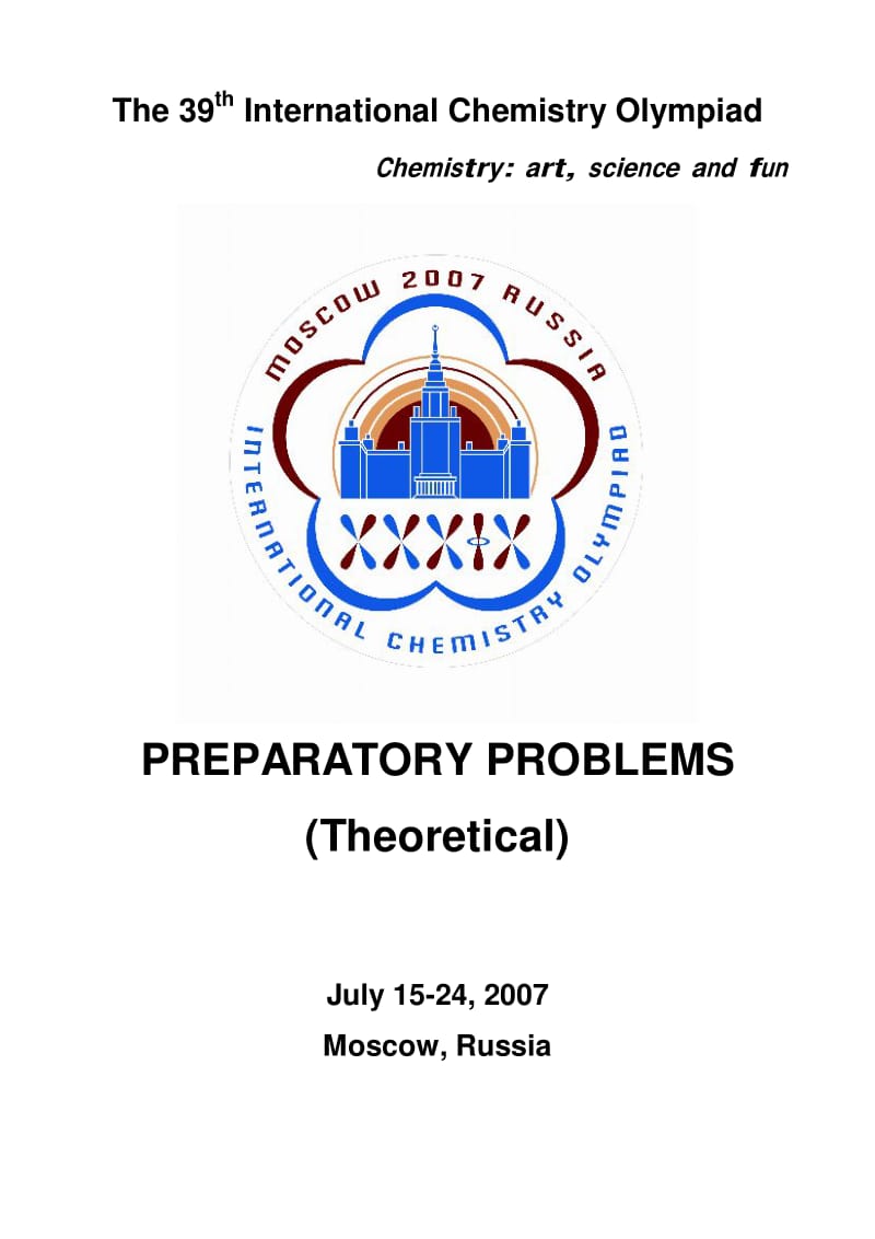2007年第39届IChO预备试题（英文）理论部分_第1页