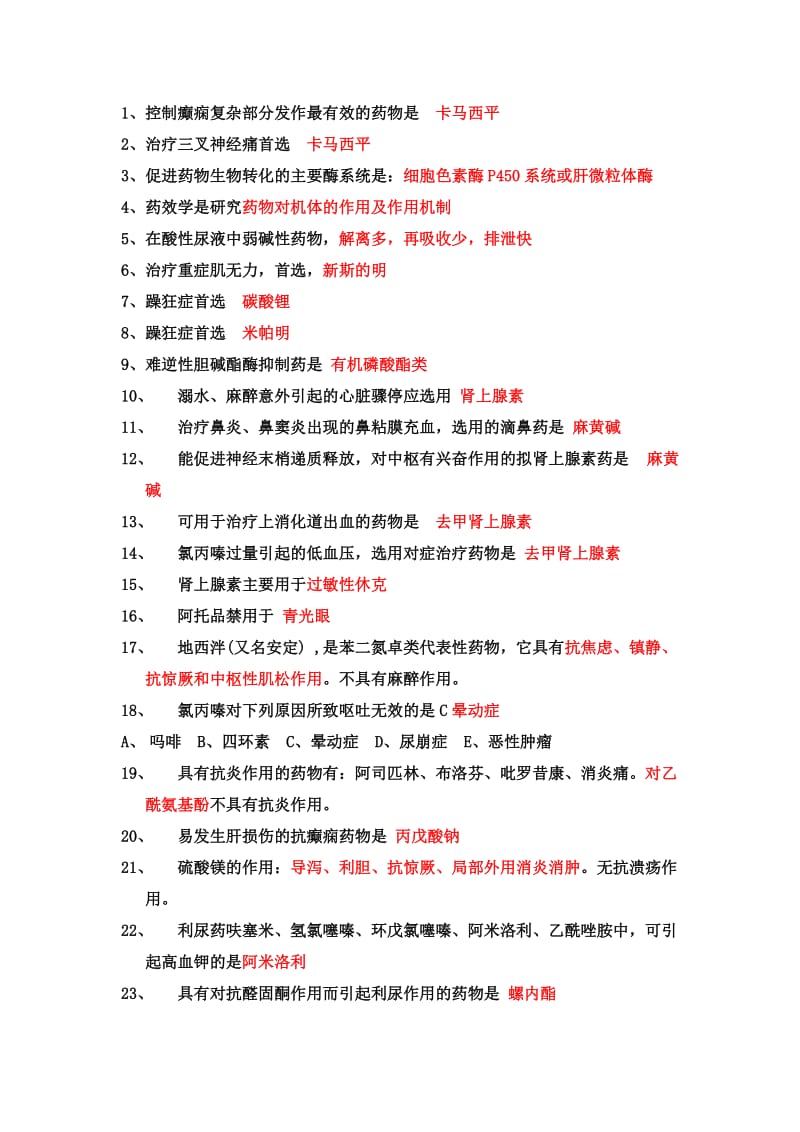 医院药学考试知识点总结.doc_第1页