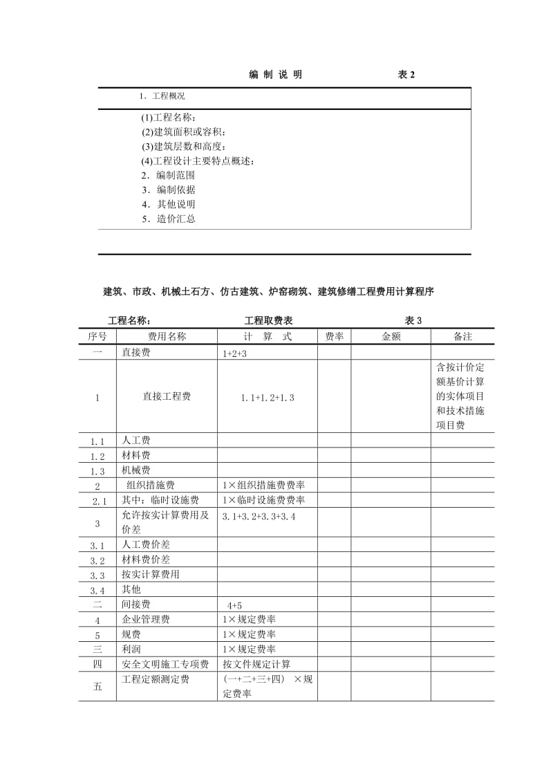 重庆市预算书与报价书相关表格及取费规定.doc_第2页