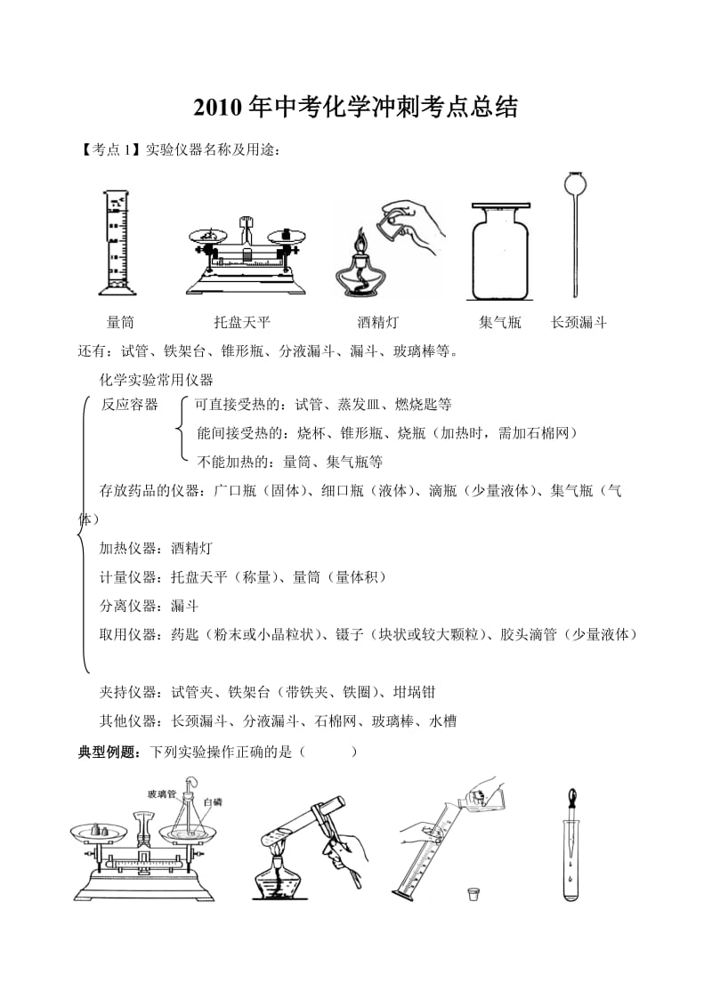 2010年中考化学冲刺考点总结.doc_第1页