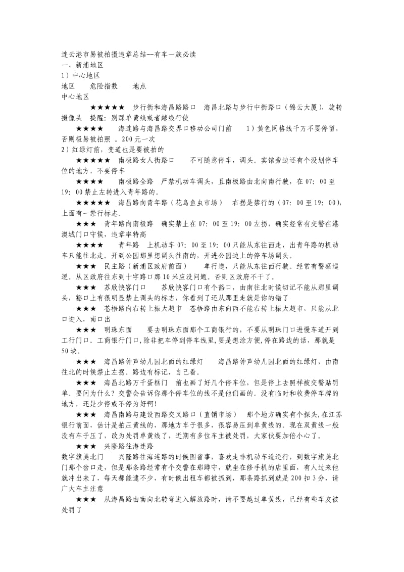 连云港市易被拍摄违章总结-有车一族必读.doc_第1页