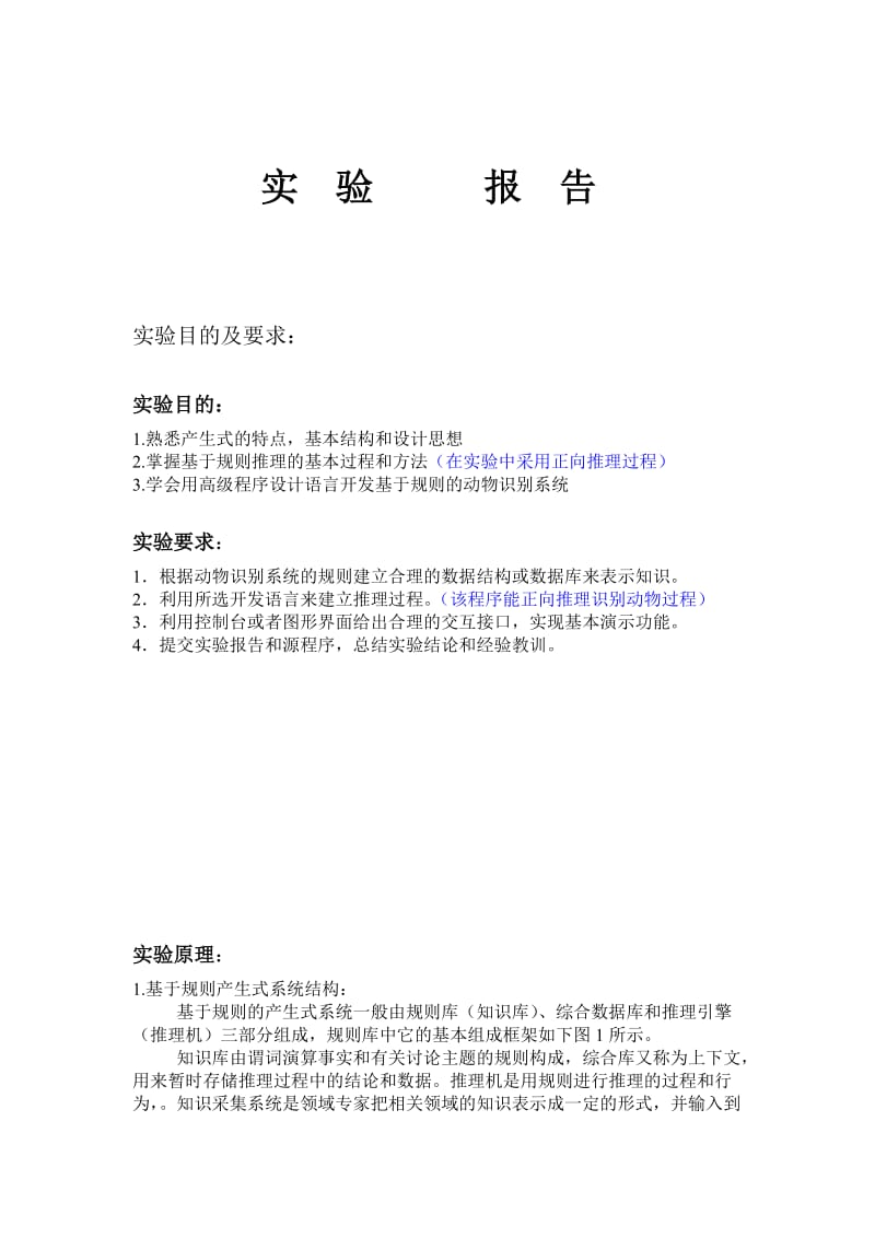 动物识别系统实验报告人工智能原理及其应用.doc_第1页