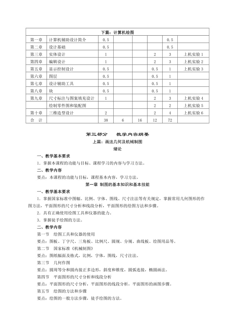 《画法几何及机械制图》课程教学大纲.doc_第2页