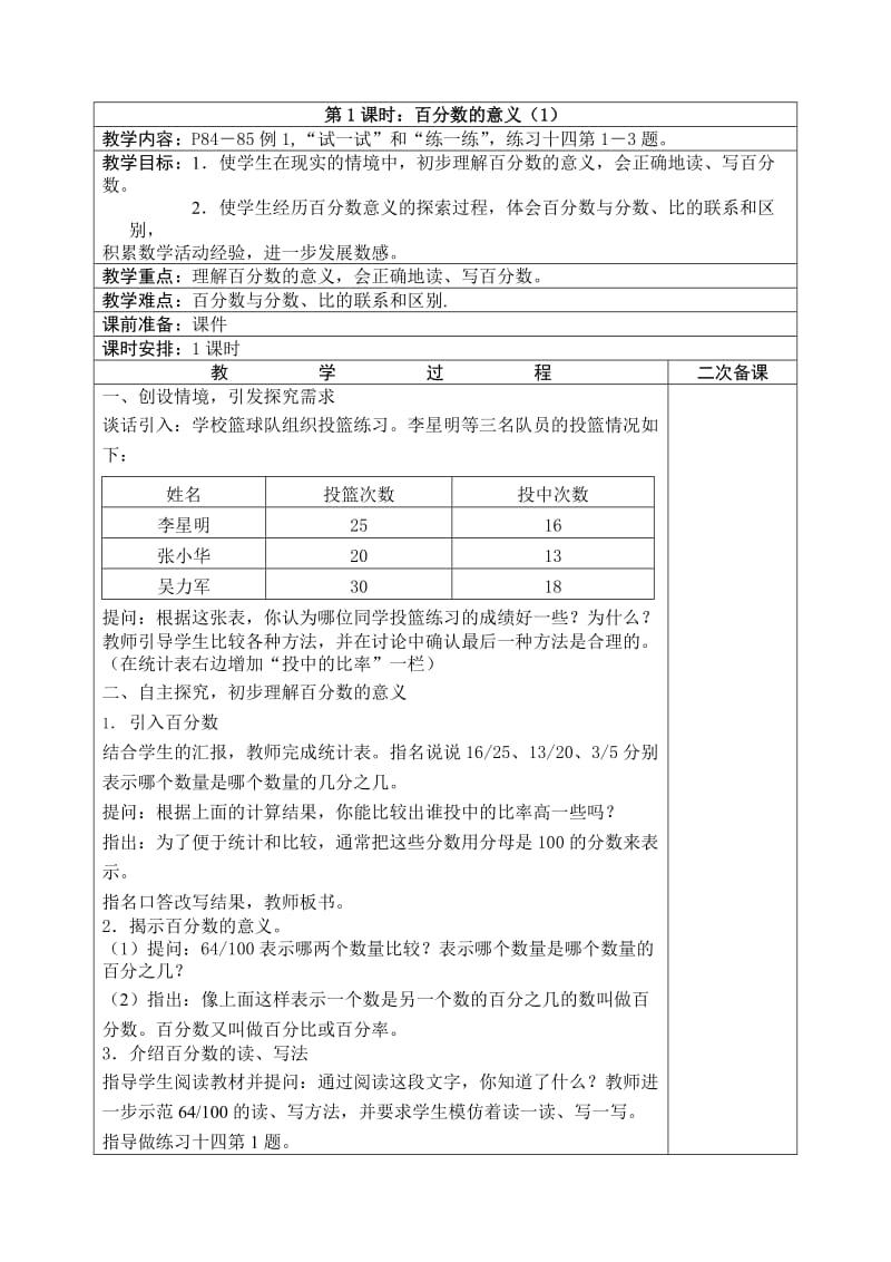 2014版苏教版六年级上册第六单元百分数.doc_第1页