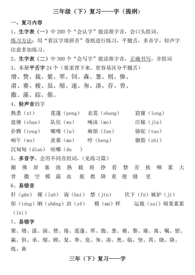 三年级(下)复习字(提纲).doc_第1页